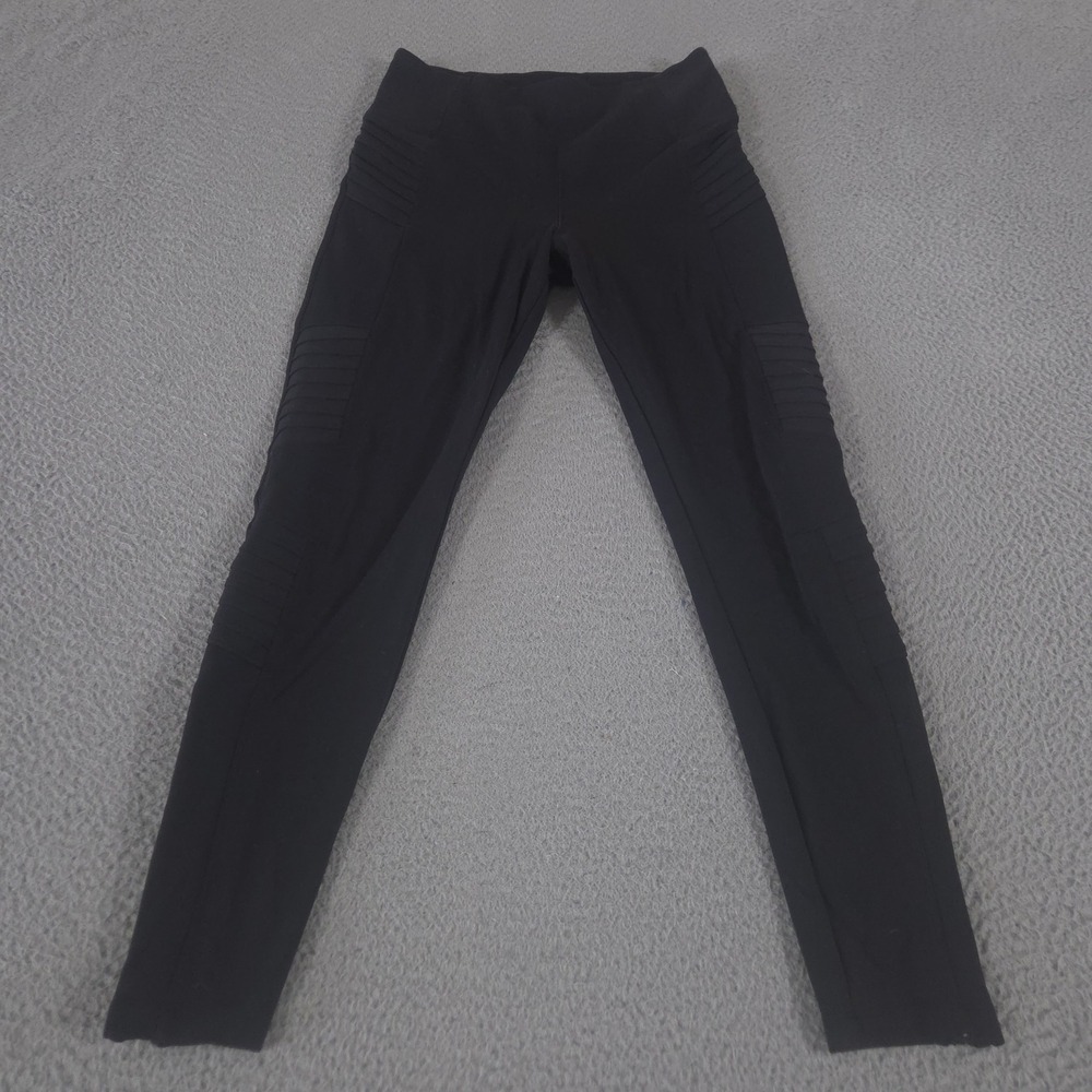 Athleta Leggings Womens Medium Black‎ Delancey Moto Tight Ribbed Ankle Zip Pants